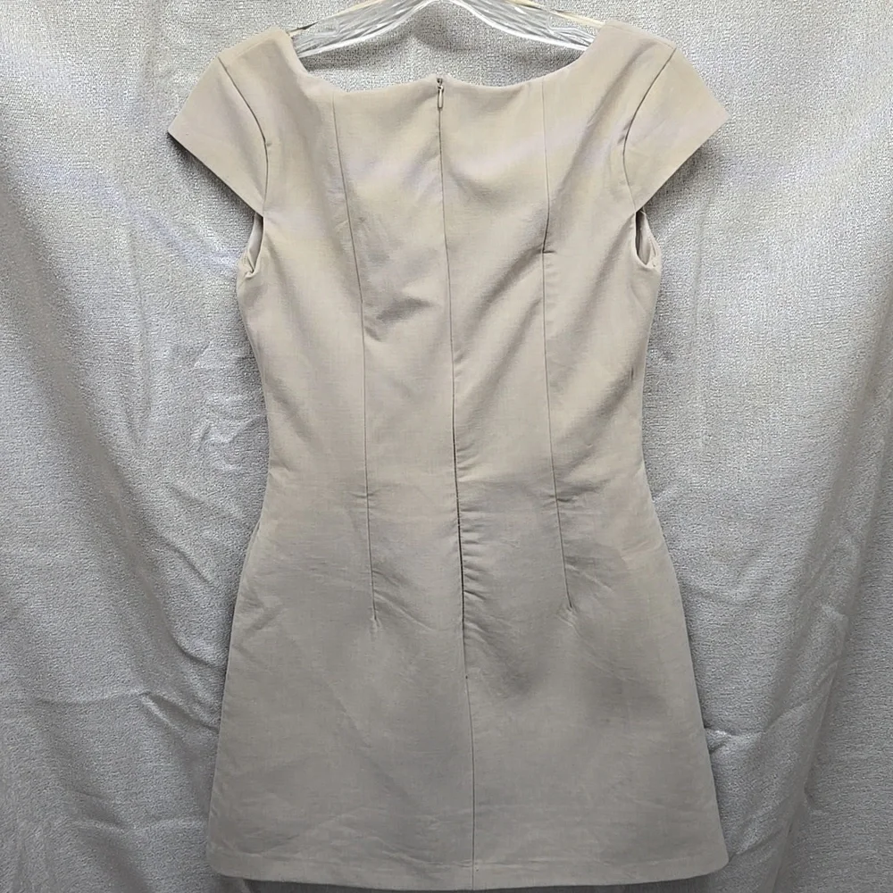 Zara, Mini Dress, Fitted, Cream, Taupe, XS, Fully Lined, Stretch, Polyester - Picture 12 of 16